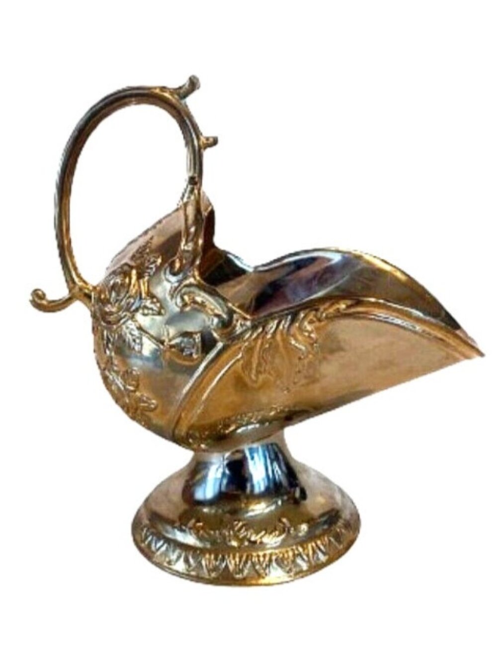 Vintage Silverplate Sugar Scuttle w/ Roses Patina Shabby Chic Cottagecore Style